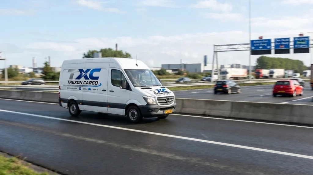 Bestelbus in het verkeer